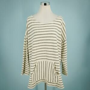 Soft Surroundings Plus Size 2X Asya Stripe Print Terry Cloth Scoo Neck Top